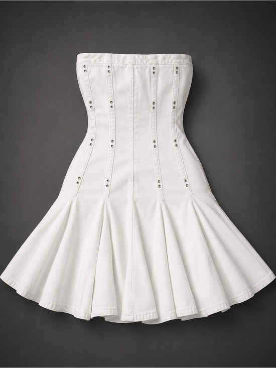 wild fable Dresses & Skirts - wild fable White Flared Skater dress with Button Trim